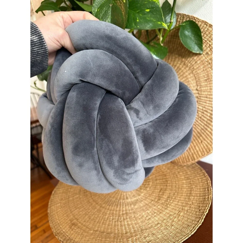 Gray Knot Pillow – Plush Decorative Throw, 10”